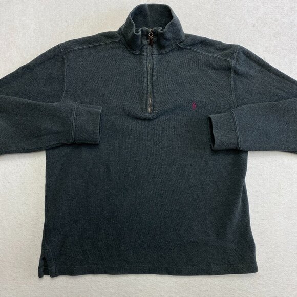 Vintage Polo Ralph Lauren Sweatshirt Men's S Gray Red Pony 1/4 Zip Pullover 90s - Picture 1 of 9
